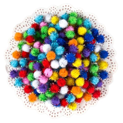 Whakano 400 Stück Glitzer Pompons zum Basteln,Bunt Mini Pompons,Mini Pom Poms für Handwerk Herstellung,Bunte Pompons für Partydekor,Ostern,Kleidung,DIY Kreativen Handwerk Dekor,1,5 cm von Whakano