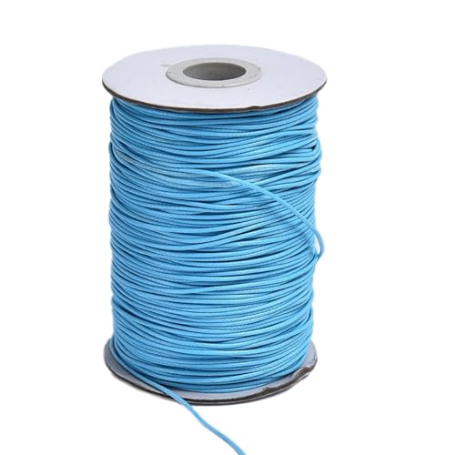80m x 2mm Polyesterwachsfaden Bänder Rundes Kunstlederseil,Reißfeste Kordel gewachst,DIY Band für Armbänder,für Schmuckherstellung DIY Handwerk Halsketten,Makramee,Geschenkverpackung,Himmelblau von Whakano
