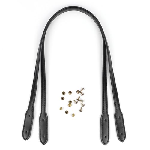 Whakano 1 Stück PU-Leder Taschenhenkel Taschengriff,Lederhandtasche Griffe Mit Löchern,1,3 x 72cm Taschengriffe zum Häkeln,Tasche Zubehör,Ersatz Taschenriemen,DIY Taschenherstellung,Schwarz von Whakano