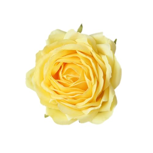 Whakano 10 Stück Künstliche Rosen Blüten-Köpfe,Deko Blumen Kunstblumen Rosenköpfe,Durchmesser 9 cm,Künstliche Blumen Rosen Blumenköpfe,für Valentinstag,Muttertag,Hochzeit,Party,Home Deko,Gelb von Whakano