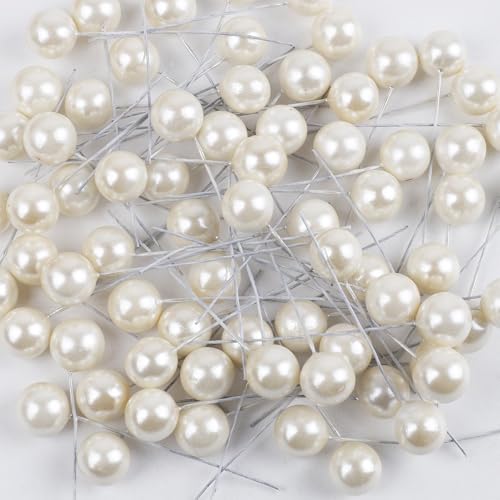 Whakano 100 Stück Künstliche Beeren 12mm,Dekorative Beerenstiele,Beeren Früchte,für DIY Handwerk Dekoration,Weihnachtsbaum Weihnachtskranz Tischdeko,Hochzeit,Home Decoration,Weiß von Whakano