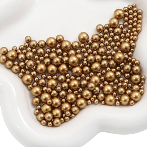 Whakano 1000 Stück ABS Runde Perlen zum Basteln,Runde Kunstperlen 3-8mm,Lose Perlen ohne Loche,Bastelperlen für DIY Handwerk Dekor,Kleidung,Vasenfüller,Hochzeit,Party,Heimdekoration,Bronze-Gold von Whakano
