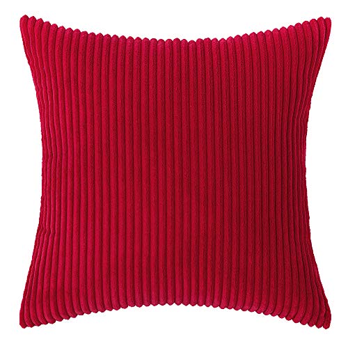 Whakano 2er Set Kordsamt Kissenbezug,Kissenhüllen Dekorative Sofakissen Dekokissen Weicher Zierkissenbezug Wohnzimmer Sofa Schlafzimmer Boho Dekor,Couchkissen Dekokissen Zierkissenbezug,Rot,50 x 50cm von Whakano