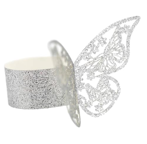 Whakano 5 Stück Glänzend Serviettenringe,Tischdekoration Servietten Halter,Schmetterling Papier Serviettenschnalle,für Hochzeitsfeier Abendessen Party Christmas Jubiläum Esstischdekoration,Silber von Whakano