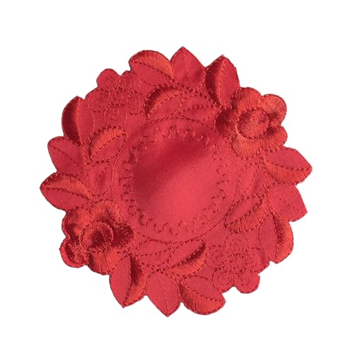 6 Stück Retro Spitze Tischsets,Boho Dekor Makramee Untersetzer,Bestickt Blume Runde Deckchen Untersetzer Vase Matte,zum Küche Wohnzimmer Dekoratio,für Hotels,Büros,Cafés,Restaurants,30cm,Rot von Whakano