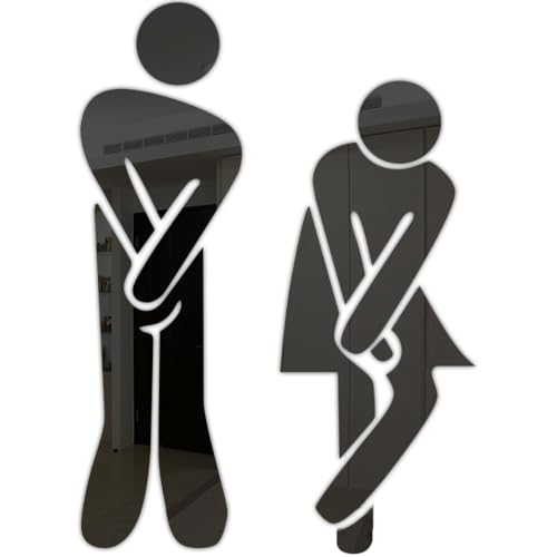Whakano Männer & Frauen Symbol Toiletten Schild,WC Türschild,Dekorative Türaufkleber Wandsticker,Selbstklebend Wandaufkleber WC Tür-Aufkleber für Badezimmer,Toilettenwand,Hotel,Schwarz von Whakano