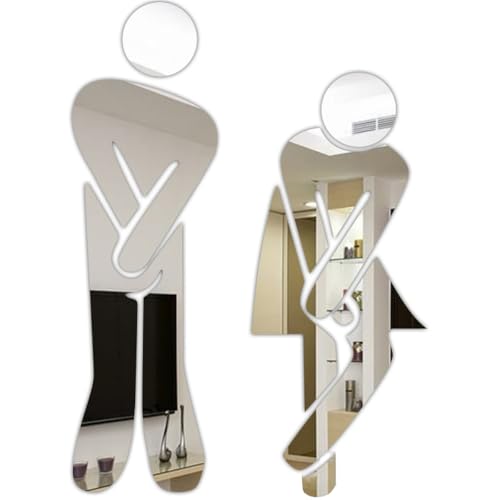 Whakano Männer & Frauen Symbol Toiletten Schild,WC Türschild,Dekorative Türaufkleber Wandsticker,Selbstklebend Wandaufkleber WC Tür-Aufkleber für Badezimmer,Toilettenwand,Hotel,Silber von Whakano
