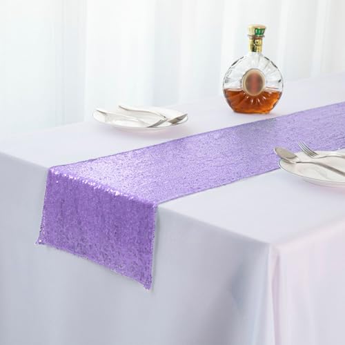 Whakano Tischband Tischläufer Glitzer,Tischdecke mit Pailletten,Dekoratives Tischband,für Geburtstage Bankett & Hochzeiten,Esszimmer,Party,Urlaub Dekoration,Tischdeko,Helles Lila,30x180cm von Whakano