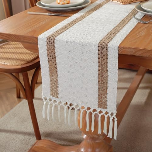 Whakano Tischläufer mit Quasten,Baumwoll Leinen Tischläufer,Mode Boho Tischläufer,Rustikaler BauernhausTischläufer für Küchen Dekor Hochzeit Partys Esszimmer Dekorationen,Weiß C,30x240cm Whakano Tischläufer mit Quasten,Baumwoll Leinen Tischläufer,Mode Boho Tischläufer,Rustikaler BauernhausTischläufer für Küchen Dekor Hochzeit Partys Esszimmer Dekorationen,Weiß C,30x240cm von Whakano
