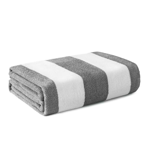 Whale Flotilla Mikrofaser Strandtuch Strandtücher Badetuch Pooltuch Duschtuch mit Buntem Streifenmuster Grau, 76x152 cm, Weich, Leicht, Saugfähig von Whale Flotilla