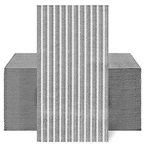 Whaline 100 Stück grau und weiß gestreifte Gästeservietten, Einweg-Papierpackung, gestreift, Abendessen, Handservietten für Hochzeit, Babyparty, Partyzubehör, Küche, Badezimmer, Tischdekoration Whaline 100 Stück grau und weiß gestreifte Gästeservietten, Einweg-Papierpackung, gestreift, Abendessen, Handservietten für Hochzeit, Babyparty, Partyzubehör, Küche, Badezimmer, Tischdekoration von Whaline