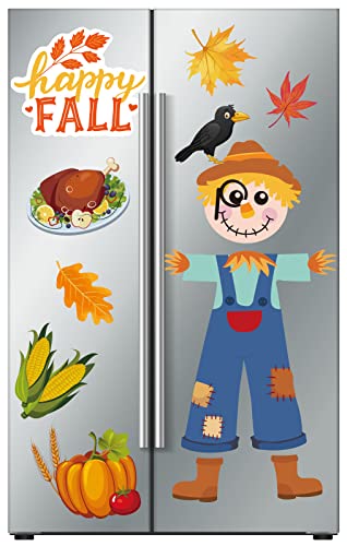 Whaline 21 Stück Herbst Vogelscheuche Kühlschrankmagnete Set Herbst Kürbis Truthahn Auto Magnetische Aufkleber Happy Fall Kühlschrank Garagentor Magnete Aufkleber für Küche Briefkasten Metall Tür von Whaline