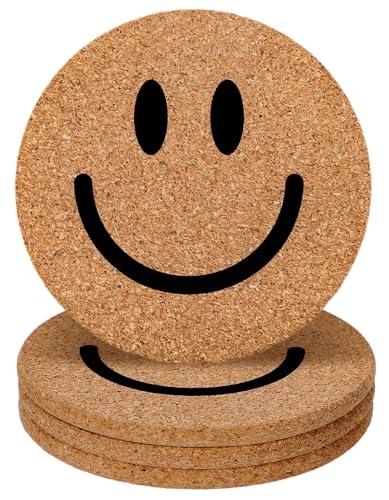 Whaline 4 Stück Smile Face Kork-Untersetzer Niedliches Lächeln Runde Untersetzer Bauernhaus Hitzebeständige Tassenmatten für Holztischschutz One Happy Dude Geburtstag Party Supplies Whaline 4 Stück Smile Face Kork-Untersetzer Niedliches Lächeln Runde Untersetzer Bauernhaus Hitzebeständige Tassenmatten für Holztischschutz One Happy Dude Geburtstag Party Supplies von Whaline