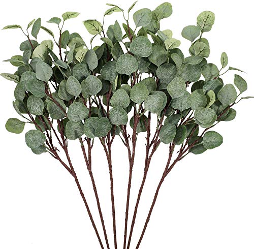 Whaline 6 Stück Künstliche Eukalyptus 60cm Eukalyptus Künstliche Pflanzen Deko künstliche Eukalyptusblättersprays für Party Hochzeit Garten Haus Büro Außen- und Innendekoration (graugrün) von Whaline