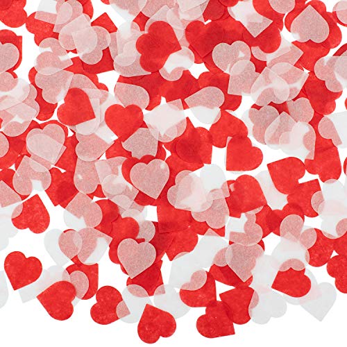 Whaline 6000 Stück Herzen Konfetti Bunte Tisch konfetti Seidenpapier Tissue Konfetti Herz Konfetti Mehrfarbig Tischdeko Partydeko für Ballondekoration Hochzeit Valentinstag Geburtstag (Weiß, Rot) von Whaline