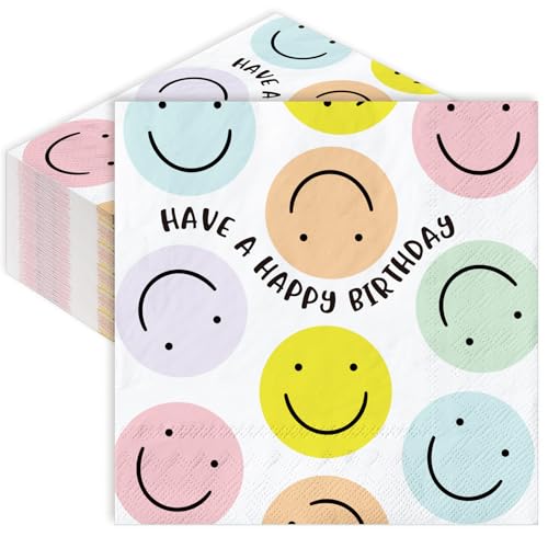 Whaline 80 Stück Party-Servietten, 16,5 cm, Happy Birthday, Einweg-Servietten, Pastellfarben, Dinner-Servietten, lustige Lunch-Servietten für Partyzubehör, Tischdekoration Whaline 80 Stück Party-Servietten, 16,5 cm, Happy Birthday, Einweg-Servietten, Pastellfarben, Dinner-Servietten, lustige Lunch-Servietten für Partyzubehör, Tischdekoration von Whaline
