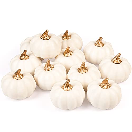Whaline Künstliche Kürbisse, Vintage, weißer Kürbis, Ernte, lebensechter Kürbis, künstlicher Schaumstoff-Kürbis für Herbst, Halloween, Zuhause, Erntedankfest, Party, Haus, Küche, Hochzeit, Dekoration, von Whaline
