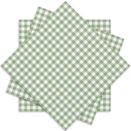 Whaline Salbeigrün karierte Papierservietten, kariert, Einweg-Servietten, dekorative Lunch-Servietten für Zuhause, Party, Tischdekoration, 50 Stück Whaline Salbeigrün karierte Papierservietten, kariert, Einweg-Servietten, dekorative Lunch-Servietten für Zuhause, Party, Tischdekoration, 50 Stück von Whaline