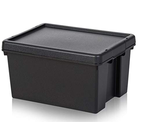 Wham 3 x Bam Heavy Duty Recycling Box - 16 Liter mit Deckel - 39 x 29 x 21 cm - schwarz von Wham