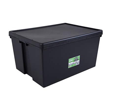 Wham 2 Stück Bam Heavy Duty Recycling Box - 150 Liter mit Deckel - 80 x 59,5 x 42cm - schwarz von Wham