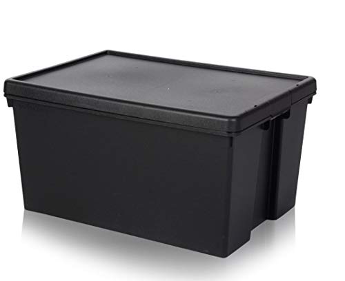Wham 2 x Bam Heavy Duty Recycling Box - 96 Liter mit Deckel - 69 x 49,5 x 37cm - schwarz von Wham