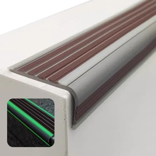WhamtL Treppenkantenprofil Vinyl Treppenkantenschutz Leuchtstreifen, Schneidbar rutschfest, Wasserdicht Treppenkantenleisten, L-Form Stufenkantenschutzleisten(Brown,20m(65.6ft)) von WhamtL