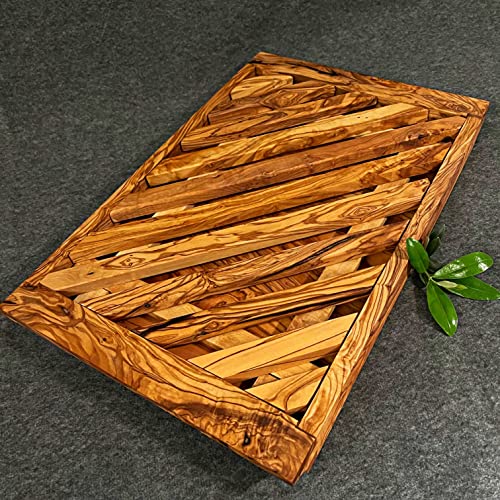 What the Art!® Olive Wood «Il Pane» | Olivenholz Brotschneidebrett mit Krümelfach | Handarbeit | 40 x 26 x 3,5 cm | Brotbrett - Küchenbrett - Schneidebrett von What the Art!