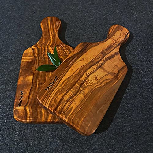 What the Art!® Olive Wood «Les Jumeaux» | 2er Set Olivenholz Vesper Bretter | Handarbeit | 23 x 10 x 2 cm | Kräuterbrett - Käsebrett - Brotzeitbrett - Frühstücksbrett von What the Art!