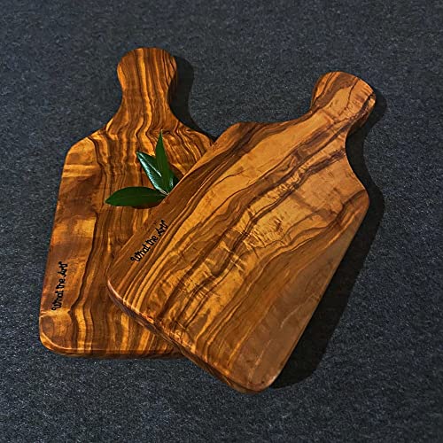 What the Art!® Olive Wood «Les Jumeaux» | 2er Set Olivenholz Vesper Bretter + Geschenk | 23 x 10 x 2 cm | Kräuterbrett - Käsebrett - Brotzeitbrett - Frühstücksbrett von What the Art!