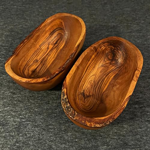 What the Art!® Olive Wood «Rustic Snackys» | Set Olivenholz Servierschalen | Handarbeit | ca. 14-15 x 8-9 cm | Snackschalen - Dipschalen - Dekoschalen von What the Art!