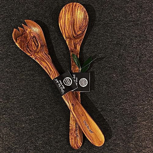 What the Art!® Olive Wood «Servidor» Gr. L | Olivenholz Salatbesteck | Handarbeit | 30 cm | Servierbesteck - Besteckset - Küchenhelfer von What the Art!