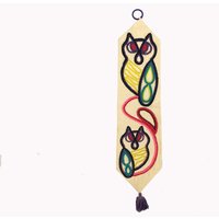 Jahrgang Handgemachte Wand Hängen, Von Hand Genäht Original Mid Century Bunte Banner Mit Eulen, Vinatge-Tier-Wand-Kunst von WhatTheWolfSaw