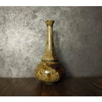 Original Vase, Vintage Französisch Steinzeug Puisaye Vase, Mid Century Keramik Blumenvase, 1970Er Jahre Studio Signiert Daniel Auger Bud Vase von WhatTheWolfSaw