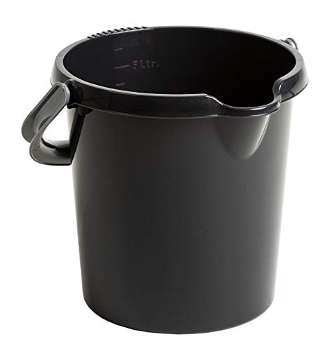Hochwertiger wiederverwendbarer Kunststoff-Eimer mit Liter-Skala, 5 l, Schwarz von Whatmore