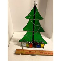 Hobbyist Handgemachter Buntglas-Votivhalter ~ Weihnachtsbaum-Buntglas 11x6 von WhatsoldisnewBySonja