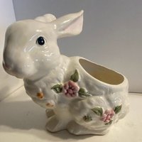 Keramik Übertopf Weißer Hase ~ Blumendekor Osterdekor Sukkulenten von WhatsoldisnewBySonja