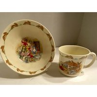 Vintage Royal Doulton Bunnykins Tasse Und Kleine Schüssel ~ Ostern Frühstücksset Für Kinder von WhatsoldisnewBySonja