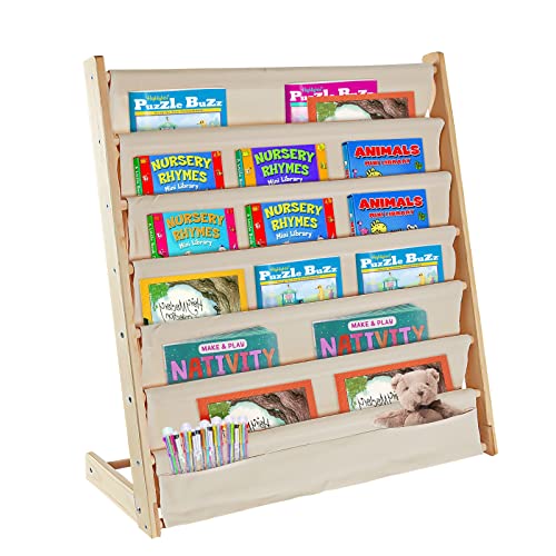 Whchiy Bücherregal für Kinder Hängendes Bücherregal für Kinder Bücherregal für Kinderzimmer Naturbeige Kinderzimmer Spielzimmer Spielzeugaufbewahrung von Whchiy