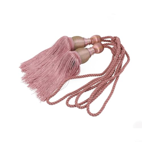 2 Stück dekorative Vorhang-Seil-Raffhalter mit großen Kugelquasten für Vorhänge, Tür und Wand (Rosa) von WheatThrive
