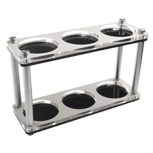 2-lagiger Kaffee-Tamperhalter, Metall, Acryl, Kaffee-Utensilien-Rack, Siebträger-Organizer mit sechs Löchern für Espressomaschinen (2 Ebenen) von WheatThrive