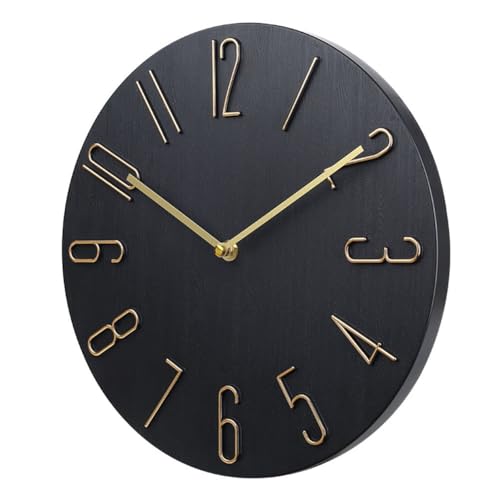 30,5 cm große Wanduhr mit elegantem, minimalistischem Design und leicht lesbaren Zahlen für jede Einstellung (schwarz) von WheatThrive