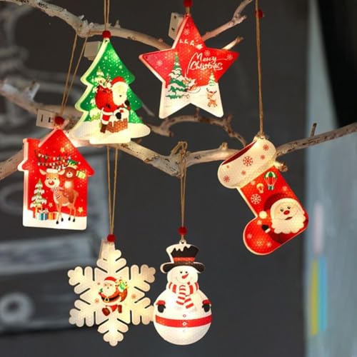 6 x LED-Weihnachtslichter, dekorative Lichter mit Stern und Schneemann-Formen für Fenster, Wände, Innenbereich, Heimgebrauch (6-teiliges Set) von WheatThrive