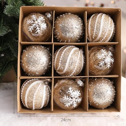 9 Stück 8 cm Weihnachtskugeln, lebendige Weihnachtskugeln, hängende Ornamente, Weihnachtskugel-Set mit Haken zum Aufhängen für Weihnachtsbäume (Original C 8 cm9) von WheatThrive