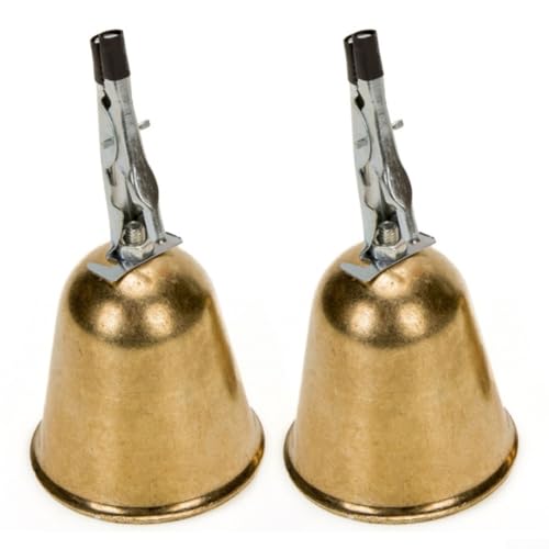 Angel-Bissanzeiger, Glockenalarm, 2 Stück, 33 mm/48 mm, Eisen, verkupfert, Eisen-Clip-Glocken, mit Drahtklemme (M) von WheatThrive