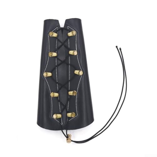 Armschutz aus PU-Leder, verdickt, schnittfest, Angelschutz mit verstellbarem Seilriemen für Fitness-Sport (schwarz) von WheatThrive