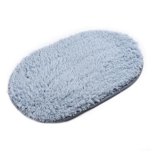 Badezimmerteppich, Plüschmaterial, rutschfeste Bodenmatte für mehrere Anwendungen (Silbergrau) von WheatThrive