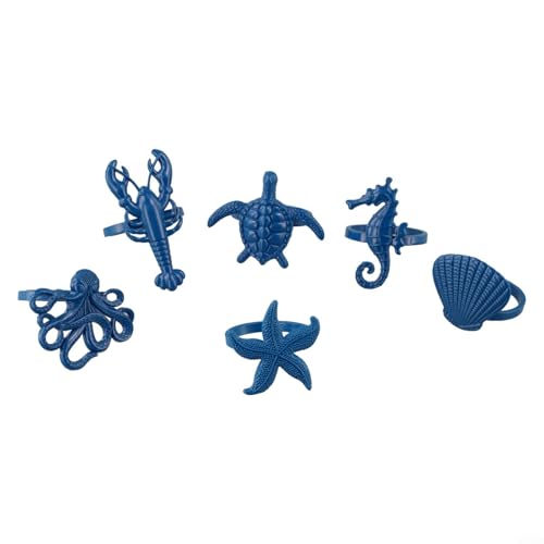 Bezaubernde Serviettenringe 6er Set mit Motiv zur Verschönerung Ihres Esstisches bei Gatherings (blau) von WheatThrive