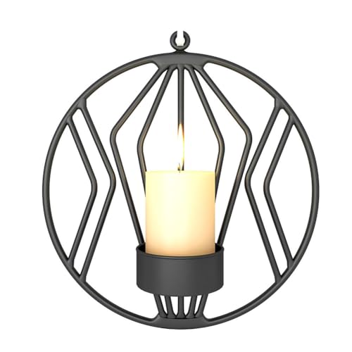 Dekorative Wandleuchte für Kerzenbeleuchtung, Metallhalter für moderne Räume (schwarz) von WheatThrive