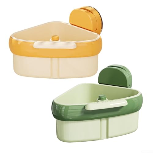 Eckregal mit Saugnapf, automatischer Ablasskorb, Abflusskorb, Speisereste, Filterkorb für Küche (orange) von WheatThrive