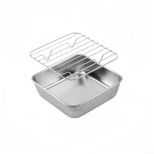 Edelstahlbräter und -rost, silberfarbener kleiner Grill, ungiftig und gesund, Pfanne mit Kühlgitter zum Braten von Truthahn (15 cm) von WheatThrive
